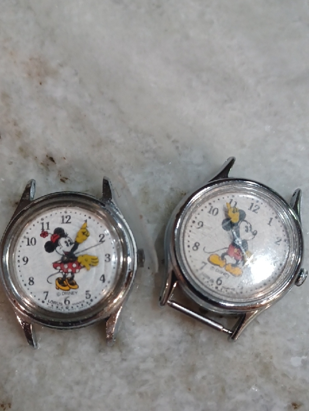 Disney Kids Minnie & Mickey Analog Watch Faces - Silver Case, White Dials